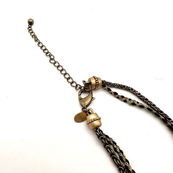 Chico’s multi-strand gold & black marbled pendant statement necklace layered - Picture 4 of 9